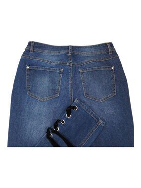 Est 1946 Denim Hi-Rise Dark Wash Denim Jeans Size 8P With Lace-Up Hem Detail
